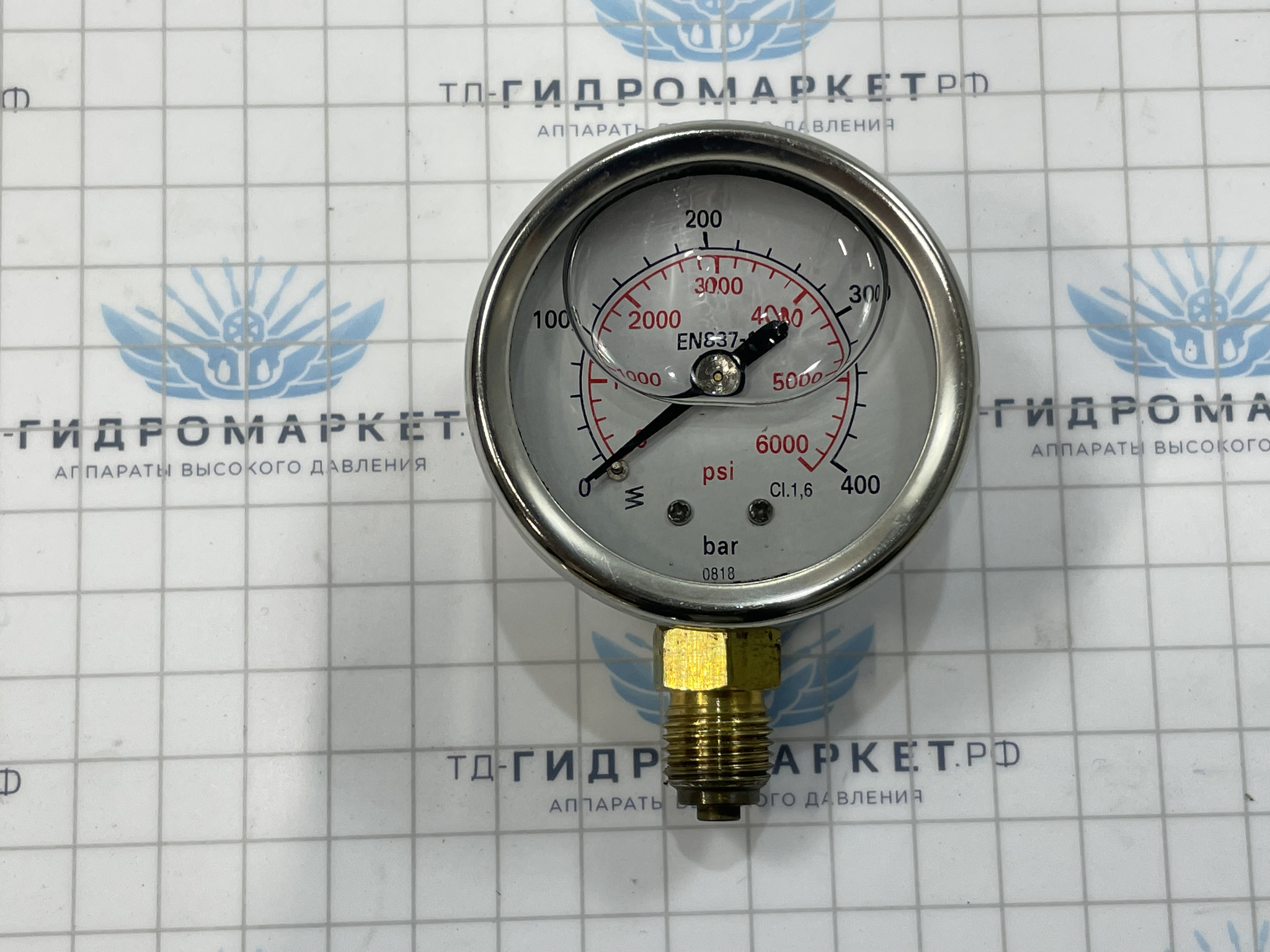 Манометр 0-400 1/4"M, 50 мм Вертикальная фиксация
