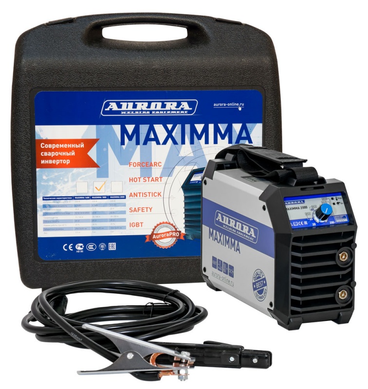 Сварочный инвертор Aurora MAXIMMA 1600 с аксессуарами в кейсе
