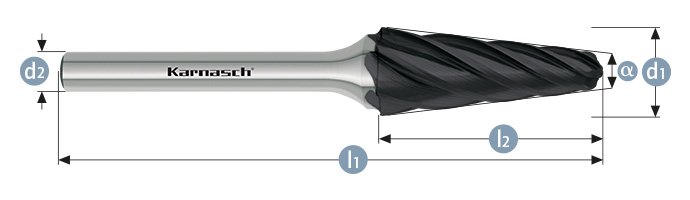 Борфреза конус с закругленной головкой, покрытие BLACK-TEC, арт.115085025
