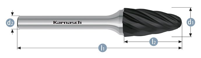 Борфреза парабола с закругленной головкой, покрытие BLACK-TEC, арт.115055040
